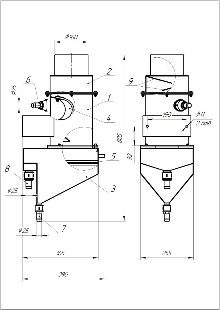 Описание: Габаритные и установочные размеры БПД-2